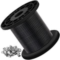 304 Stainless Steel Wire Rope Cable 3/32, Black Vinyl Coated - Outdoor Light Guide Wire for String Lights, Clotheslines - 1/16 Inch Overmolded to 3/32 Inch, 100ft - size: 100FT