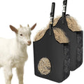 2 Pcs Hay Bag Hanging Goat Feeder Tote with Adjustable Strap | Premium Oxford Cloth with metal ring,Breathable mesh sides,for Horses Donkeys Cows Alpacas Ostriches & Other Animals,Black - color: black-2