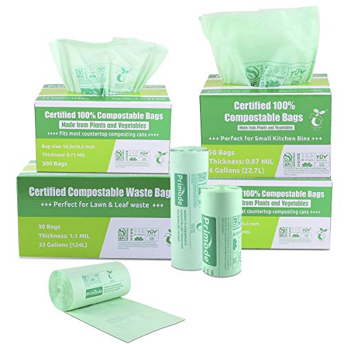Compost Bags, Compostable Trash Bags 2.6 Gallon Compostable Bags Small 300 Count Compost Bags for Countertop bin Extra Thick 0.71 Mil. ASTM D6400 Certified By BPI and TÜV AUSTRIA 2.6 Gallon, 300 Units - size: 300 Count (Pack of 1), style: 2.6 Gallon