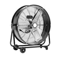 Amazon Basics 24" 215W High-Velocity, Heavy-Duty Industrial Fan, Drum Fan, with UL-Certified Safety Compliance, 2 Speeds, Up to 8820 CFM, 5.9-ft Power Cord, 2 Wheels, Metal Housing/Blades, Black - size: 24-inch