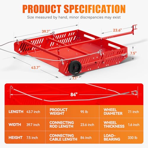 Red Horse Manure Scoop Tow Behind, 2-in-1 Tow Behind Manure Collector & Horse Paddock Cleaner, Pull Behind Pasture Manure Scoop for ATV UTV Tractor, Heavy Duty Horse Pasture Cleaner Yard Sweeper