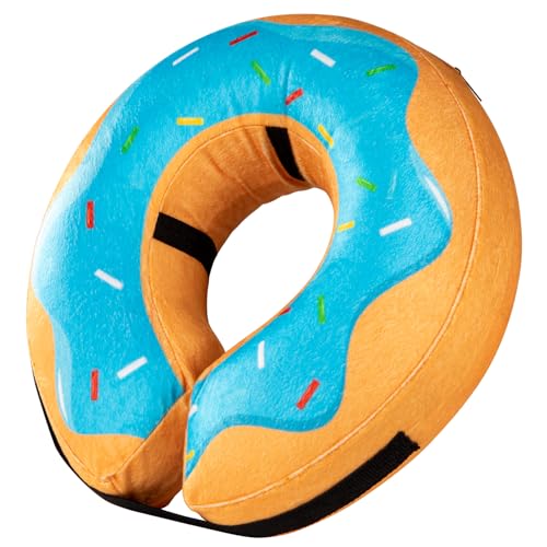 Grand Line Donut Inflatable Collar for Dogs and Cats, Soft Recovery Dog Cone After Surgery, Protective Pet Neck Cone for Small, Medium, Large Dogs, Not Block Vision (Blue, ML) - color: Blue Donut, size: M+/ML(Neck:10"-14")