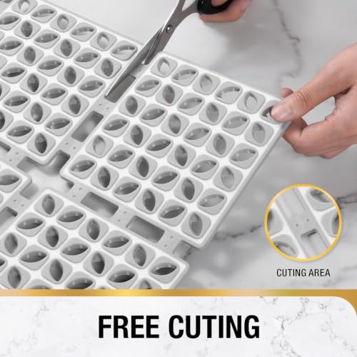 HITSLAM Shower Mat Anti Slip, 24x24 Inch Cut to Fit No Odor Soft TPE Shower Stall Mat, Square Bath Mat with Suction Cups and Drain Holes, Soft on Feet, Grey - color: Grey