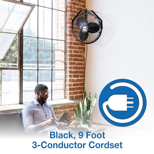 Air King 9518 18-Inch Industrial Grade Wall Mount Fan, 1/6-Horsepower,Black - style: Fan