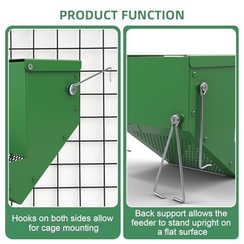 2 Packs Hay Feeder Rabbit, Metal Small Animal Feeder with Lid & Mesh Bottom, 4.7 Inch 2 LBS Capacity, Gravity Food Dispenser for Guinea Pigs Chinchillas, Cage or Outdoor Use, Green - size: 4.7 Inch (2Pcs)