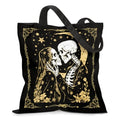 Aesthetic Canvas Tote Bag for Women - with Magnetic Snap Closure & Zipper Inner Pocket Reusable Totes Bag - color: Skeleton