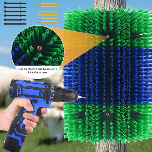 2PCS Livestock Scratching Brush,Extra Large Size Livestock Scratching Brush, Massage Grooming Kit for Cattle, Sheep, Pig, Animal Back Scratching & Itch Relief, Blue-Green - color: Blue-Green