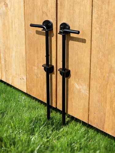 12" Cane Bolt Gate Drop Rod Heavy Duty Stopper Hardware, Ground Drop Pin Latch for Wooden Fences Metal Doors, Gate Drop Pin for Holding Gate to The Ground, Black -2Pack - style: Cane Bolt 12in 2pcs