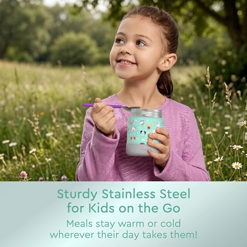 Bentgo Kids Stainless Steel Leak-Proof Food Jar for Hot or Cold Food | 11 fl oz Double Insulated Container with Removable Silicone Bumper, Dishwasher Safe, Easy Open Lid, Ages 3+ (Puppy Love) - color: Puppy Love