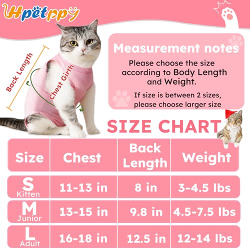 Hpetppy Cat Recovery Suit, Breathable Cat Surgery Recovery Suit Female, Cat Onesie for Cats After Surgery Spay Surgical Abdominal Wound Skin Diseases Cone of Shame Alternative (Pink,S) - color: Pink, size: Small