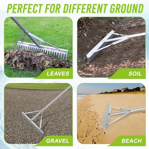 24 Inch Aluminum Landscape Rake | Garden Rake, Heavy Duty, Metal Construction, Multi-Purpose: Lawns, Soil, Lake, Beach - style: 24 Inch Landscape Rake