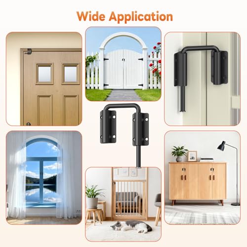 Upgraded Sliding Door Loop Lock, Gate Latches, Black | 90/180 Degree Patio-Security U-Bolt Latch Lock for Barn Door, Closet, Fence, Window, Multi-Angle, Aluminum Alloy - color: Black-1PC