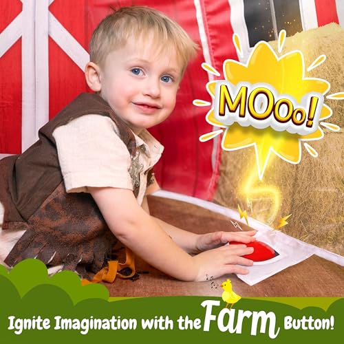 W&O Farmhouse Barn Inflatable Fort with Lights & Sound - Fan Not Included | Farmhouse Barn Aerodome with LED Lights, Farm Sound Button, Easy Entry/Exit & Barnyard Play. Great Gift, Ages 3-12 - color: Country Barn