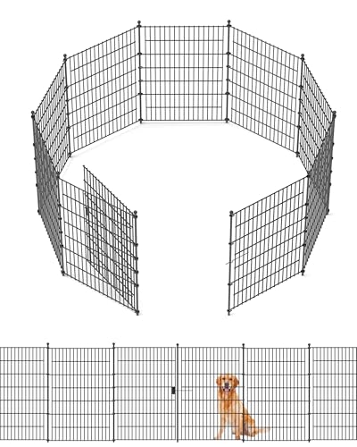 Garden Fence Animal Barrier with Gate 40in(H) x23ft(L) | 10Panels Heavy Duty Metal Wire No Dig Decor Fencing,Tall Outdoor Dog Safety Fences with Stake,Temporary Edging for Yard