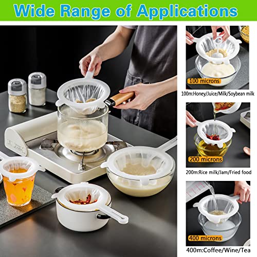 Kitchen Ultra-Fine Nylon Mesh Strainer Food Yogurt Mesh Sieve Plastic Mesh Colander with Handle Mini Brine Shrimp Separation Net for Filtering Juice Juice Milk Honey (200Mesh) - size: 200Mesh