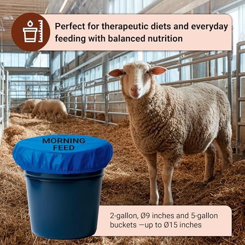 Horse Bucket Cover for Feed Protection & Organization, Keeps Flies & Dust Out, Elastic Fit for 2-5 Gallon Buckets, Livestock Feed Bucket Top - 1 Pack (Morning Feed) - color: Morning Feed