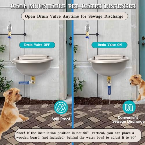 Automatic Dog Water Dispenser, Outdoor Chicken Waterer with Drain Valve, Easy Cleaning, Stainless Steel Auto Livestock Water Bowl with Float Valve, Self Drinking Trough for Horse (1 Gallon) - color: Sliver