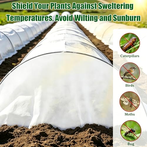 10 x 16.4Ft Plant Sun Protection Cloth, Garden Plant Shade Cloth, Non-Woven White Light Refraction Sunshade Cloth Cover for Protecting Plants Vegetable Rows from Direct Sunlight - size: 10 x 16.4Ft