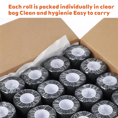 24 Rolls Self Adhesive Bandage Wrap, Black Vet Wrap 4 Inch for Horses Dogs Wounds Care Dressings, Elastic Self Stick Cohesive Bandage Wraps, Wrist, Sports, Ankle Tape Leg Wraps
