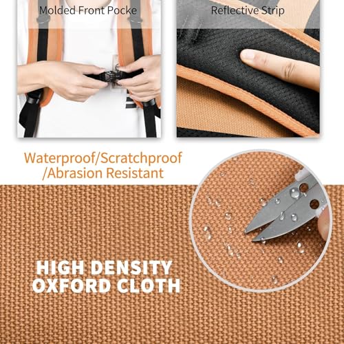 LOKASS 18.1-Inch Heavy-Duty Tool Backpack, 75 Pockets, Brown | 110 lbs Load Tested, 1680D Tear-Resistant Fabric, Removable Tool Panel, Combination Lock, Electricians, HVAC Pros - color: Brown