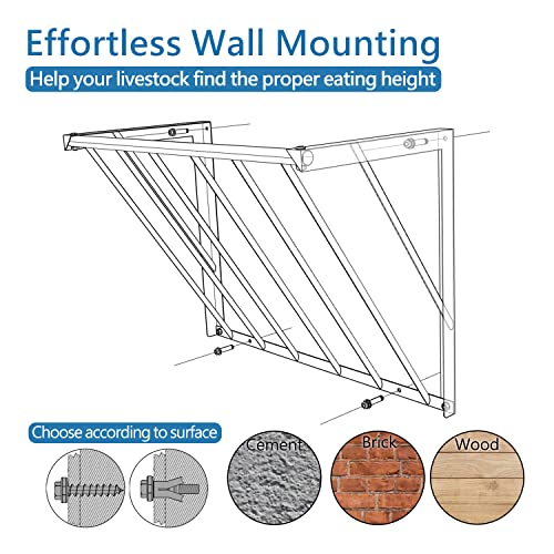 31.5'' Horse Hay Feeder 24 Gallon | Long Livestock Hay Feeder, Carbon Steel Wall Mounted Hay Rack for Horses, Sheep, Goats, Indoor Outdoor Uses - size: 31.5INCH