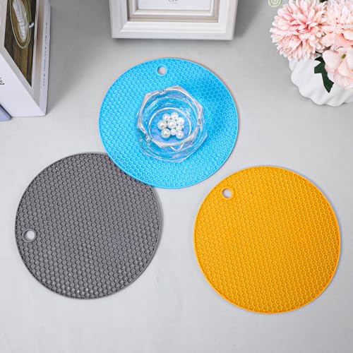 3Pcs Rubber Jar Opener,Round Large Jar Opener Gripper Pad Kitchen Non-Slip Coasters for Weak Hands,6.7x6.7Inch(Gray,Blue,Orange) - color: Gray, Blue, Orange