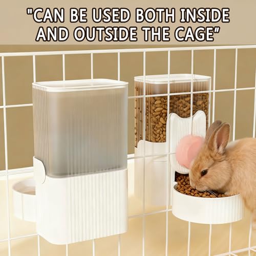 kathson Rabbit Feeder for Cage,Bunny Water Bottle,Pet Food Dispenser,Pink | Gravity Automatic Guinea Pig Feeder Waterer Set,Hanging Small Pet Food Bowl Feeding Station for Ferret Chinchilla Cat Puppy - color: Pink