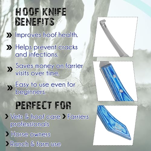 Sultan Shine Dual Sided Hoof Knife Trimmer with Ultra-Sharp J2 Japanese Stainless Steel Narrow Blade, Ergonomic Handle – Professional Farrier Tool for Horses, Cows & Farm Livestock (Right-Handed)