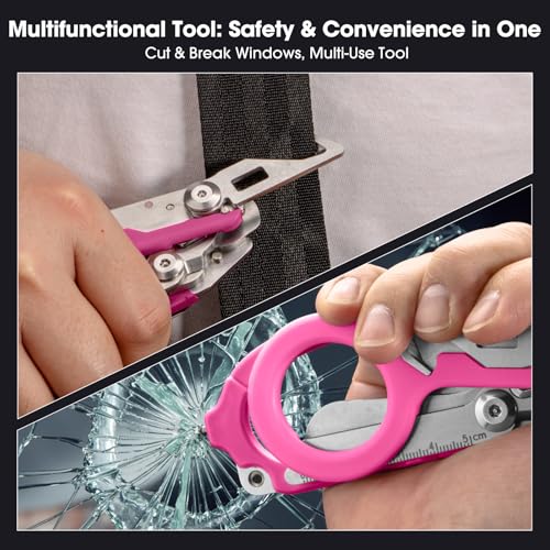6-in-1 Heavy-Duty Emergency trauma shears (Pink) - color: Pink