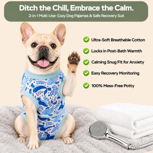 PetWarm Surgical Suit for Dogs After Neuter, Dog Surgery Suit, Cone of Shame Alternatives, Dog Surgical Recovery Onesies Female Male Dogs, Marine Animal Patterns, Blue, XS - color: White Blue, size: X-Small
