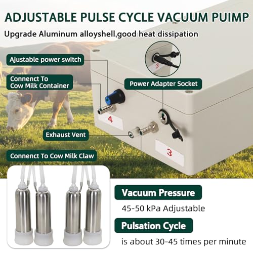 14L High Power Cow Milking Machine Portable Rechargeable Pulse & Vacuum | 304 Stainless Steel Bucket, Portable Pulsation Vacuum Pump Milker Rechargeable Battery Dairy Farm Milking Equipment - size: 14L High Power Cow Electric Milker