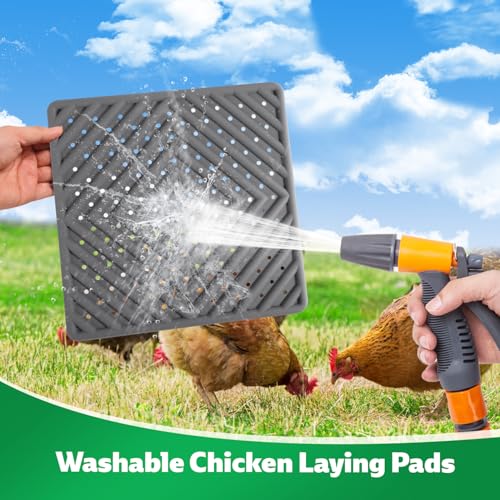 Chicken Nesting Pads for Chicken Coop, Washable Laying Pads for Nesting Box, Reusable Hen Nesting Box Pads for Coop Bedding, Soft Silicone Material, Easy to Clean, 12" x 12", Grey, 3 Pack