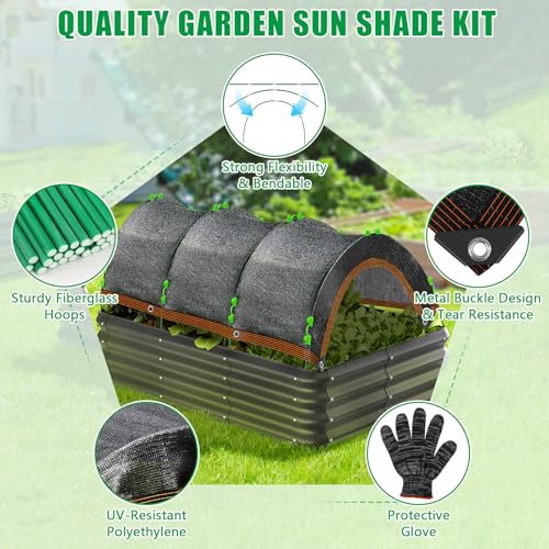 KJX 78.7"x39.4" Garden Shade Kit, 70% Garden Sun Shade Cloth with Hoops | Garden Shade Kit for Plants Heat Protection, Raised Garden Bed Shade Cover Plant Sun Shade for Outdoor Plants Vegetables - size: 78.7"x39.4" Shade Cloth-1 Pack