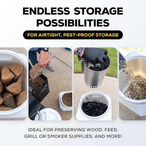 Vittles Vault Traditional Dog and Cat Food Container + Scoop, Gray, 60lbs | BPA Free Plastic, Sealed Airtight for Kibble, Bird Seed, Oatmeal and More; Includes Scoop, Made in USA - size: 60 Pounds