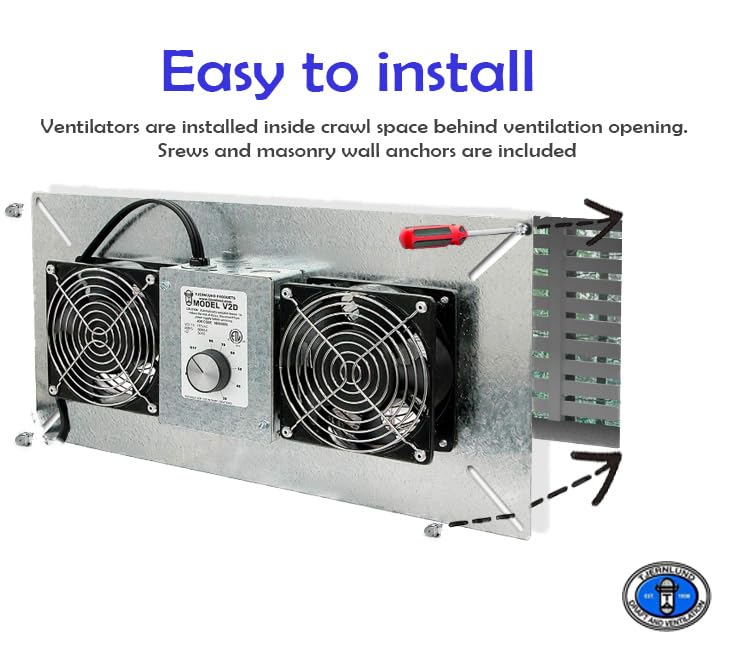 Tjernlund V2D Underaire Crawlspace Ventilator Fan Moisture Reducing 220 CFM - size: 220 CFM, style: With Dehumidistat