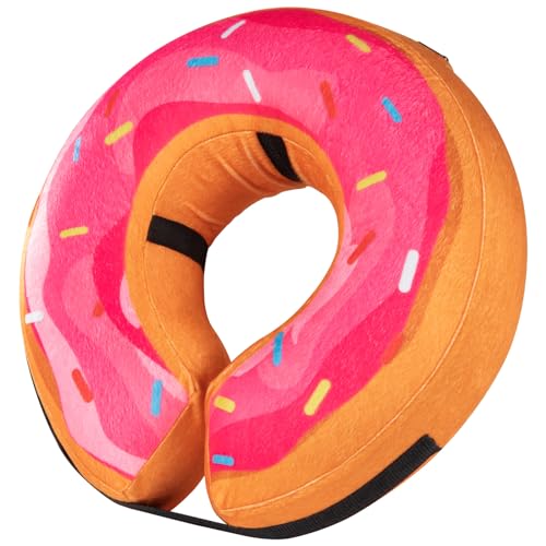 Grand Line Donut Inflatable Collar for Dogs and Cats, Soft Recovery Dog Cone After Surgery, Protective Pet Neck Cone for Small, Medium, Large Dogs, Not Block Vision (Pink, S) - color: Pink Donut, size: S (Neck:4"-7")