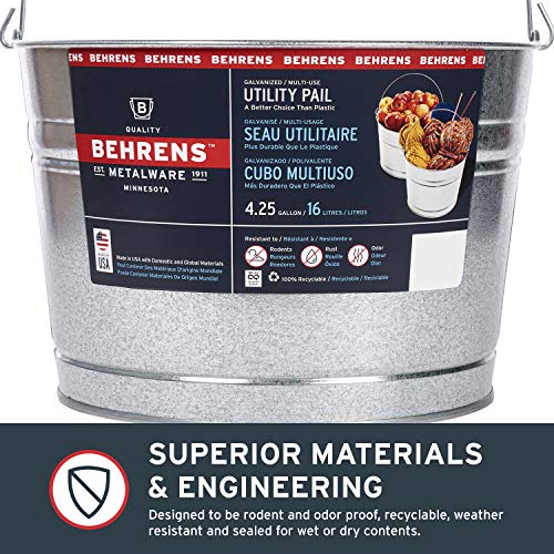 Behrens C17GS 4-1/4-Gallon Galvanized Steel Pail - size: 17 quarts, style: Galvanized