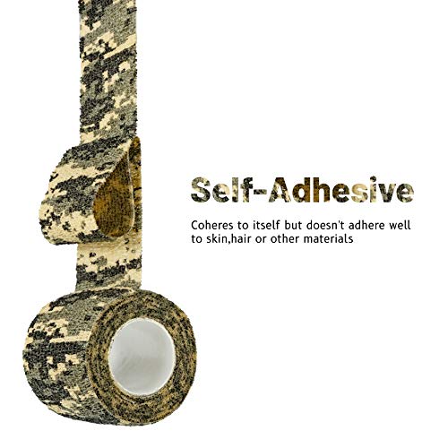 FRESINIDER 9 Rolls Self Adhesive Wrap Athletic Tape Gauze, Breathable Elastic Cohesive Bandage for Sports Injury & Pet (7 Pcs 2" x 5 Yards + 2 Pcs 1" X 5 Yards) (Digital Woodland Camo) - color: Digital Woodland Camo