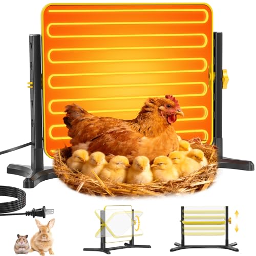 Brooder Plate for Chicks, 50–158℉ Chick Heat Plate with Smart Thermostat, UL Certified Radiant Heating Panel Brooder Heater, 5 Adjustable Heights & 360° Angle for Poultry Brooding & Chicken Coop Use - color: Elegant Yellow