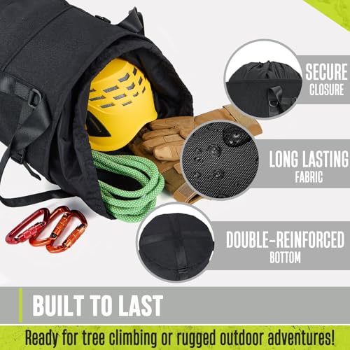 Arborist Rope Bag, 35L Tree Climbing Rope Bag, Arborist Equipment Bucket Backpack, Arborist Gear Carrier Bag with Side Pockets, Tough Rock Climbing Backpack, Rock and Tree Climbing Gear - color: Black