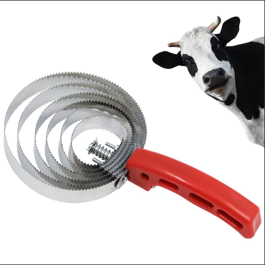 6 Rings Reversible Stainless Steel Curry Comb Sided Horse Brush | Ergonomic Grip Double Sided Horse Grooming Brush Removes Caked Mud Shedding Tool for Horse Cattle Sheep Dog Cat Livestock