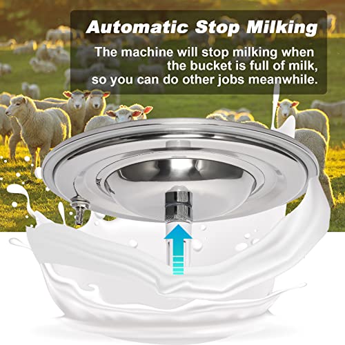 Electric Milking Machine for Goats 7L Portable Pulsation Vacuum Pump Milker with Stainless Steel Milk Bucket