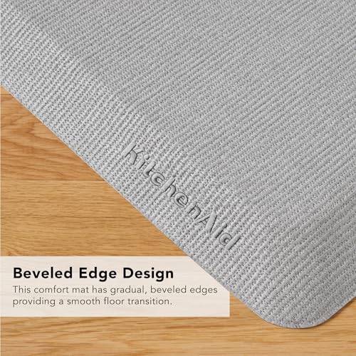KitchenAid Gourmet Series Kitchen Comfort Gel Mat, Solid Basketweave, Matte Grey, 20"x39" - color: Matte Grey