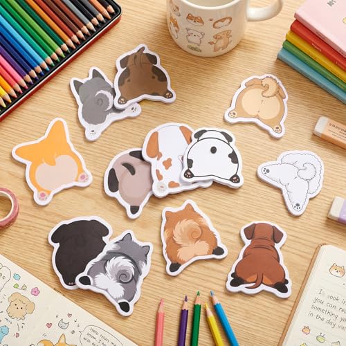 Yinder 24 Pads Dog Sticky Notes Cute Kawaii Dog Butt Memo Self Adhesive | Fun Cartoon Animal Themed Gifts for Office School, Veterinary Party Supplies, Bulk Adhesive Note Pads Valentines - style: Cute Dog