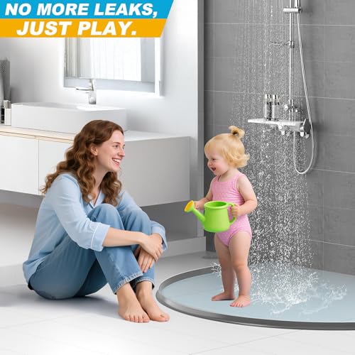 67Inch Shower Threshold Water Dam, Self-Adhesive Silicone Shower Barrier Water Stopper Shower Door Bottom Seal Strip Shower Splash Guard for Bathroom Kitchen Bathtub - color: Gray, style: 67 inch
