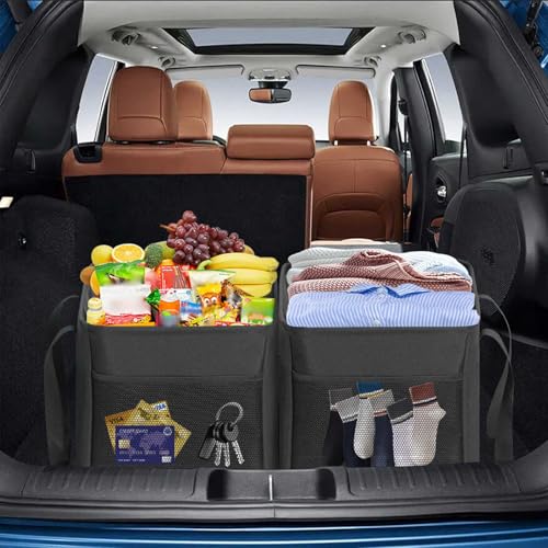 LHZK Standing Extra Large Utility Tote Bag with Metal Wire Frame and the Sides Rinforced, Extra Large Tote Bag with Handle, Reusable Grocery Bags Foldable, Beach Bag, Car Tote (Grey) | Metal Wire Frame - color: Dark Gray, size: 22.5''x10.5''x12''-1 Pack