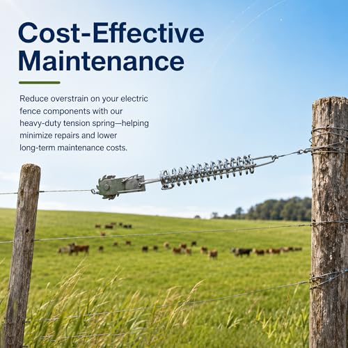 6 Pcs Tension Spring, High Tensile Electric Fence Spring Maintaining Tension, Heavy-Duty Electro-Galvanized for Agricultural Fencing, Silver