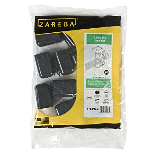 Zareba T-Post Safety Cap and Insulator for Electric Fence, 100 Pack | Black Safety Caps for 1.25 and 1.33 T-Posts, Livestock Protection, Accommodates Any Gauge Wire, Farm Fencing Supplies - size: 100 Pack
