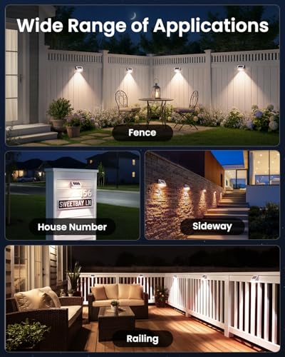 VOLISUN Solar Fence Lights 12 Pack, Vinyl Fence Lights Solar Powered with Warm White LED Spot Lens, Solar Deck Lights for Outside Wall, Deck, Patio, Yard, Rail, Garage, Pool - color: White, size: 12 Pack