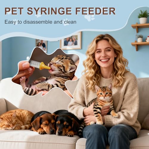 Kitten Bottle Feeding Kit, Pet Nursing Kit, Yellow, 1 Set | Easy-to-Use Kitten Feeding Set, Complete Care Solution for Feeding, Kitten Bottle Feeding Set with Nursing Nipples - color: Yellow